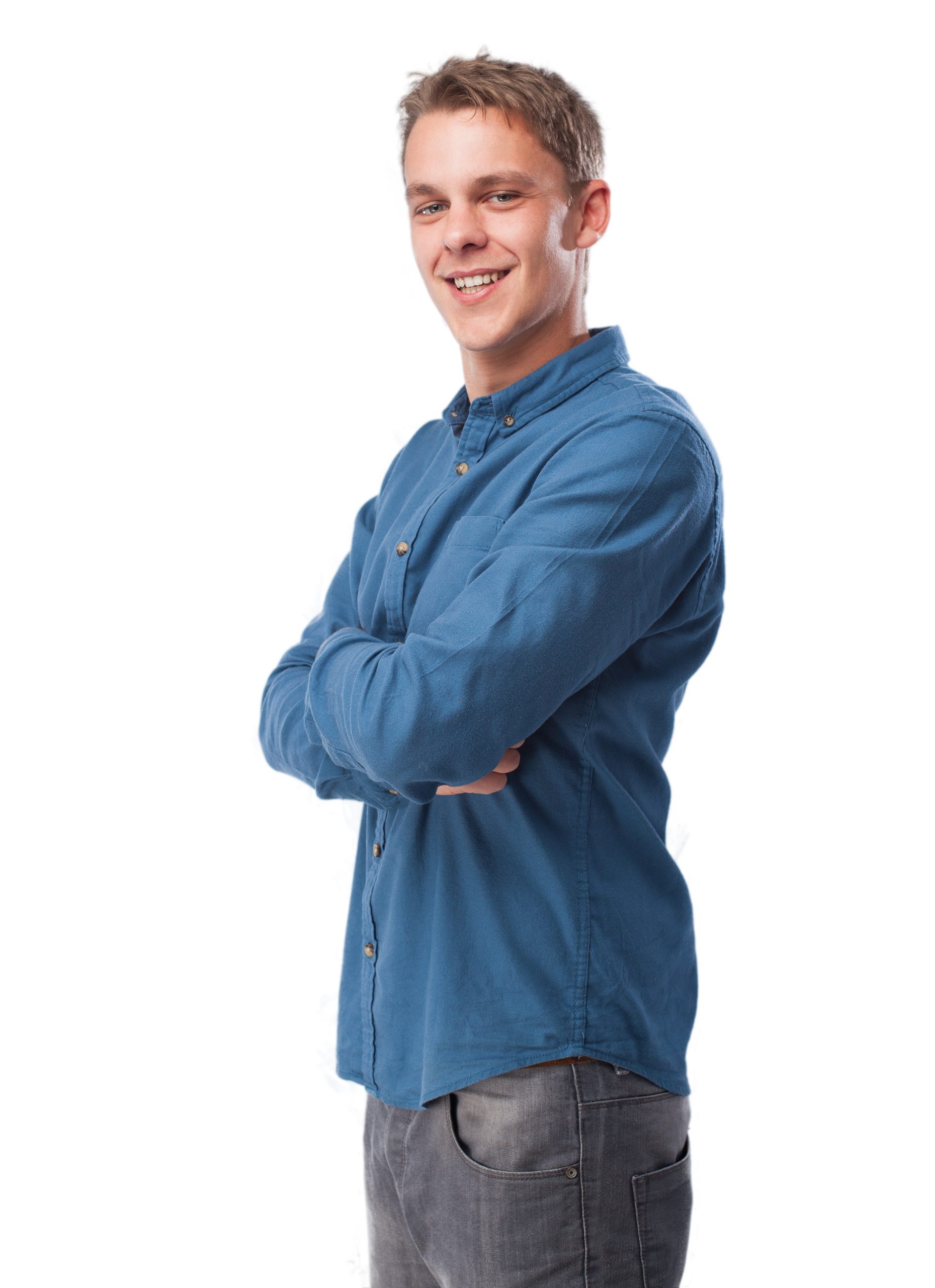 cool young man cross arms